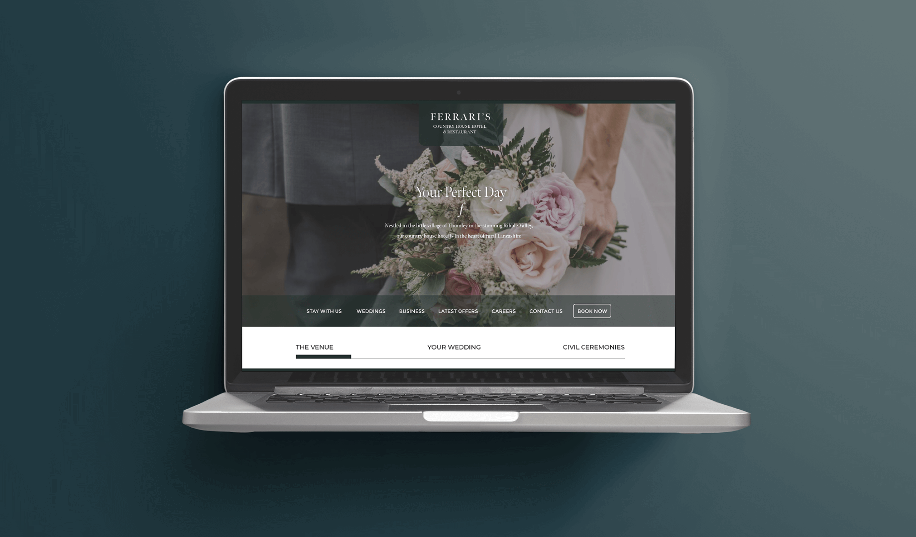 Ferraris Country House website on a laptop